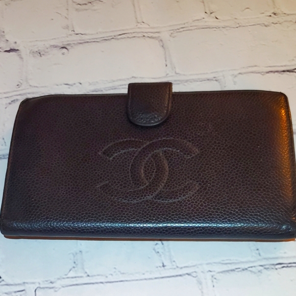 Chanel Black Embossed Caviar Leather long wallett vintage - Picture 2 of 16
